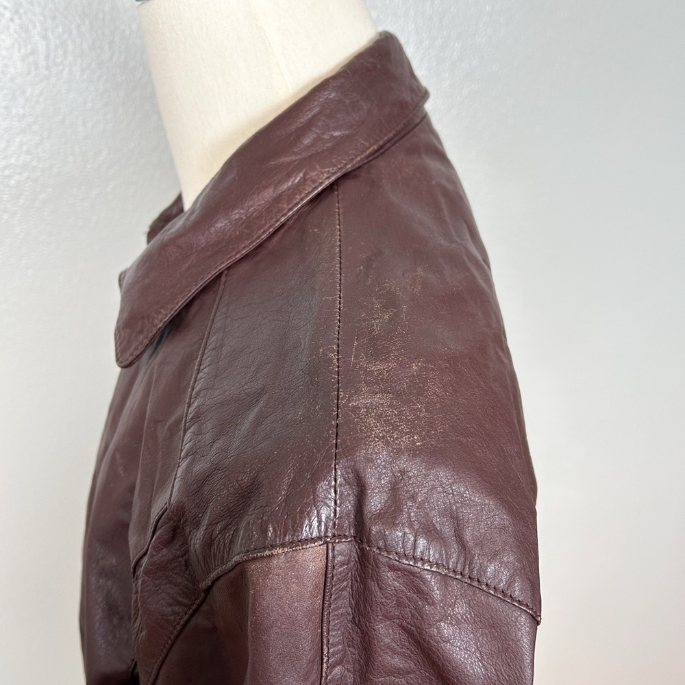 Saddlery Vintage Leather Classic Brown Bomber Jacket - Picture 5 of 12